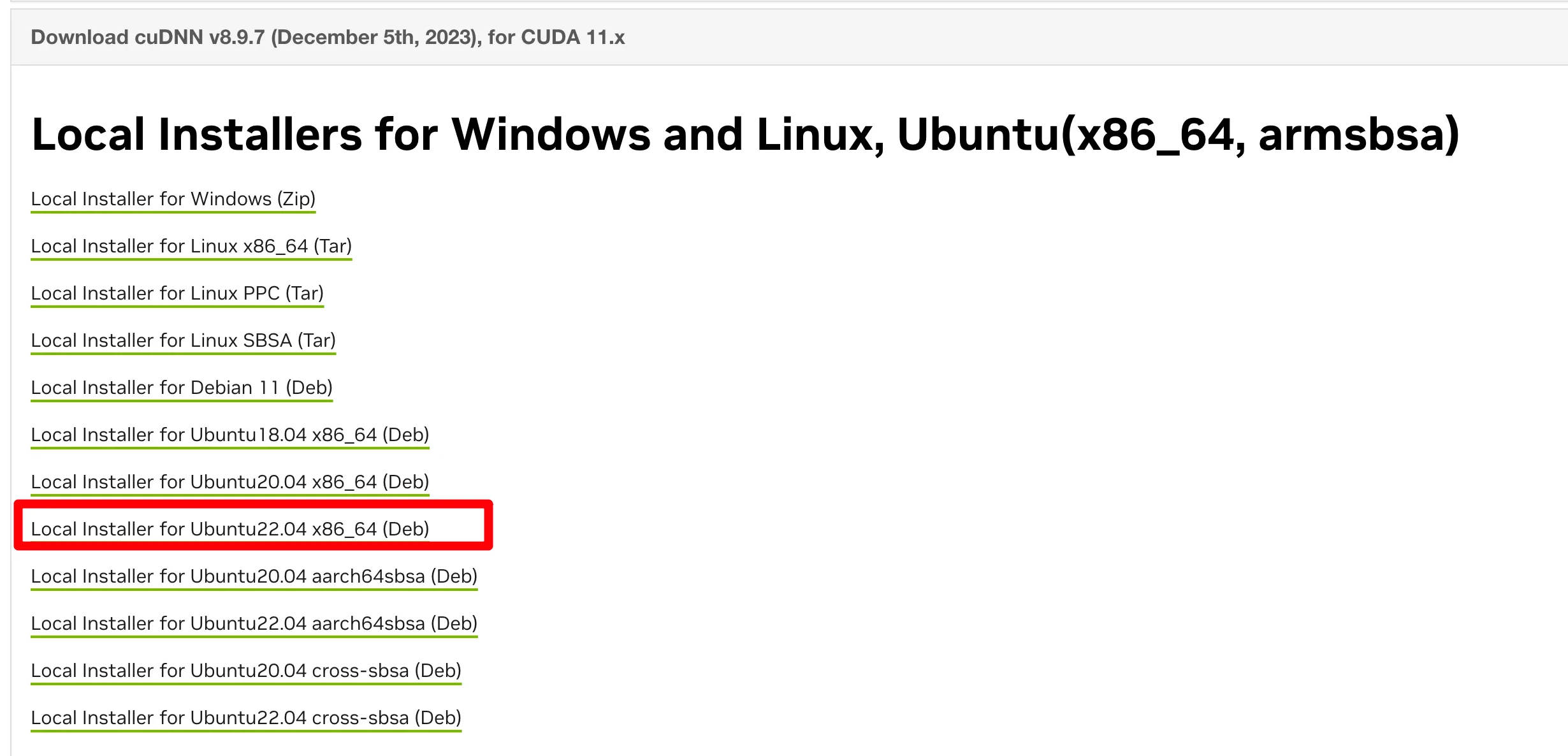 Ubuntu 安装 cuDNN:选择 CUDA 版本与 x86_64 安装包