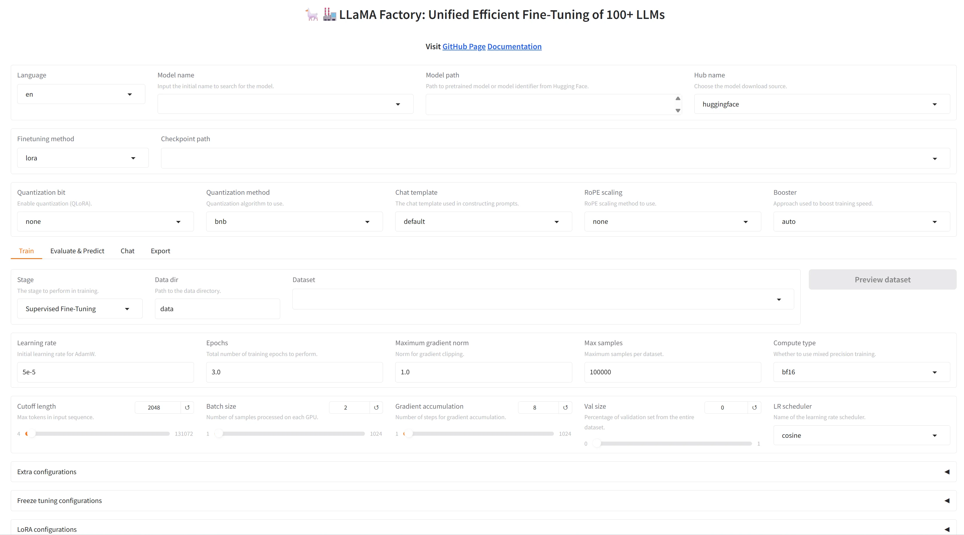 通过浏览器访问 LLaMA-Factory WebUI 管理界面