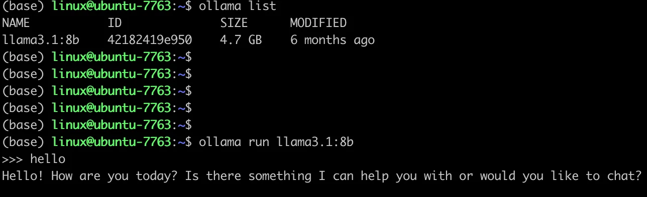 Ollama 容器镜像：运行需要等待加载完成，就可以进行对话了（步骤 5）