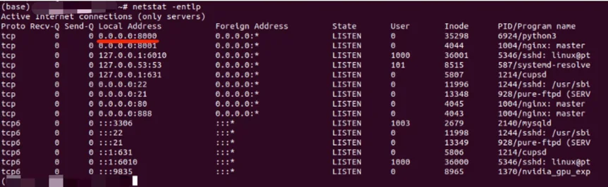 服务端口配置：Linux: netstat -tenlp（步骤 2）