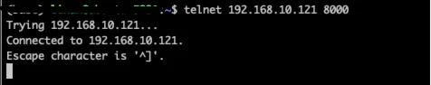服务端口配置：Linux 打开命令行终端，telnet 192.168.xx.xxx 8000（步骤 6）